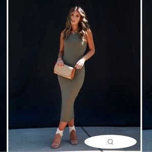 Vici Porto Knit Midi Dress Olive